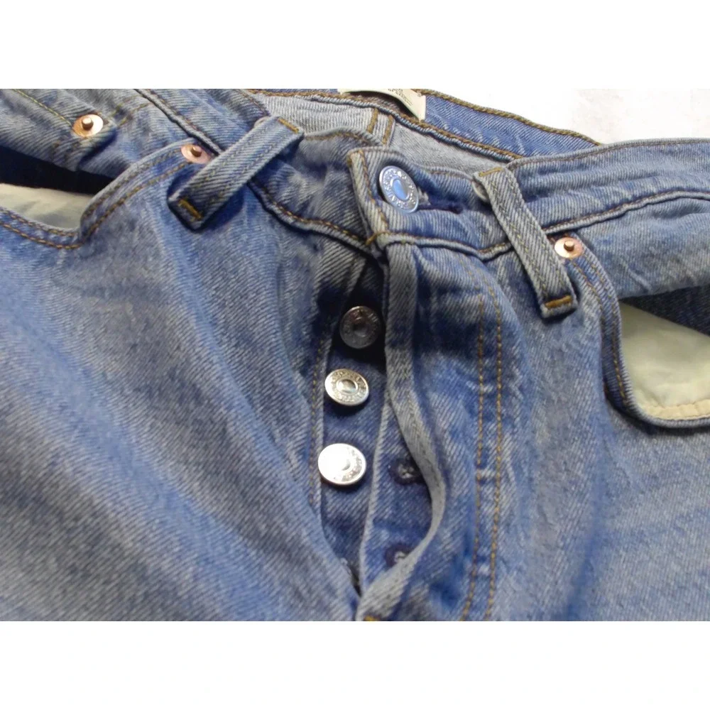 Levis 501 Curve Womens Straight Leg Jeans Blue Medium Denim W30 L30‎ Button Fly